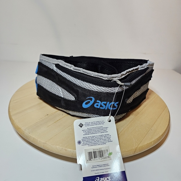 Asics Long Haul Running Waistpack Black Gray Blue NWT Adjustable 36 Inches Long - Picture 1 of 10